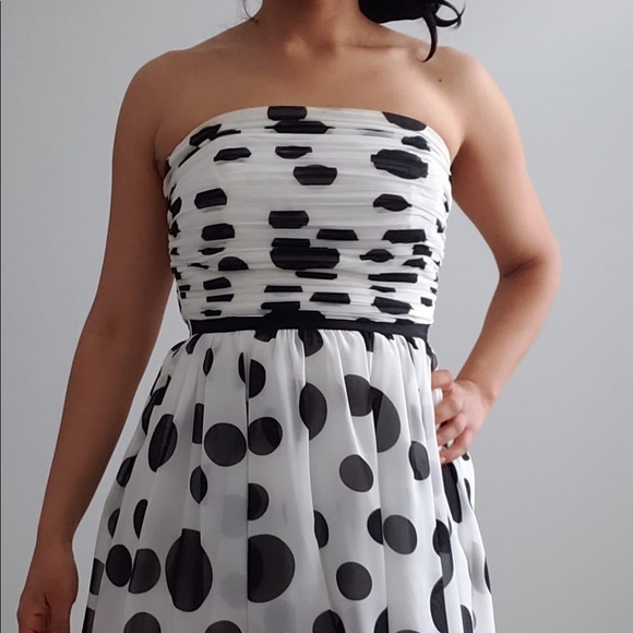 Guess White Polka Dot Strapless Dress - Picture 1 of 4